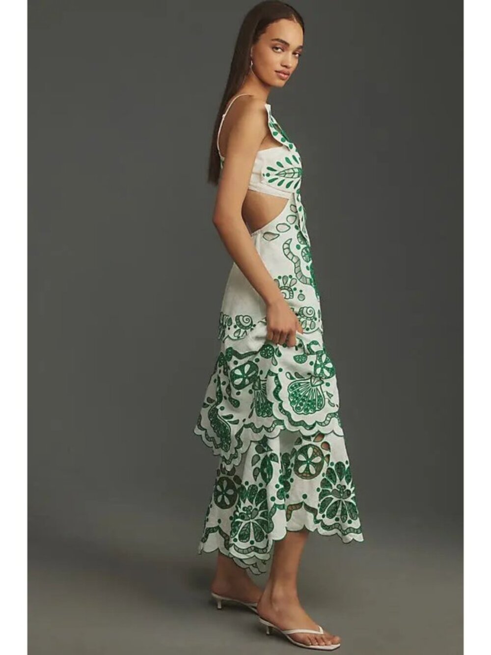 FARM Rio Flower Richelieu Linen Embroidered Midi Dress XS EUC - Picture 12 of 16